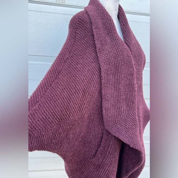 Barefoot Dreams Cozychic Open Front Cardigan burgundy Dolman Sleeves S/M - Picture 2 of 5